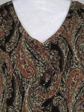 White Stag Women's Short-Sleeve V-Neck Pullover Paisley Blouse Size XL (C2011)